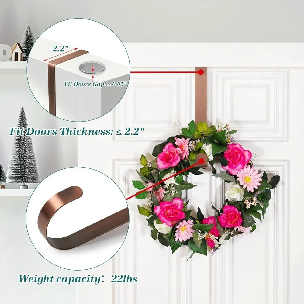 12-Inch Over The Door Wreath Hanger - Holds Up to 20 lbs, Perfect for Holidays
